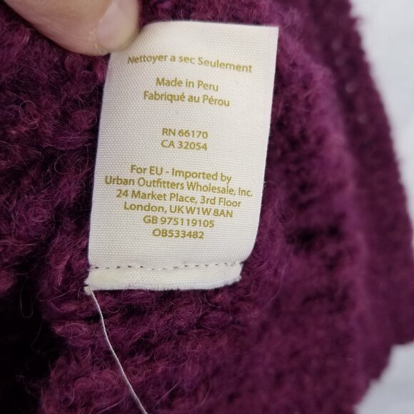Free People She's All That Alpaca Sweater M Purple Oversized Chunky Open Knit - Picture 10 of 14
